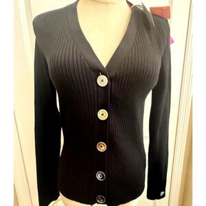 BAPY JAPAN Bathing Ape Womens Ribbed Black Cardigan Sz XS Color Buttons NWT $530